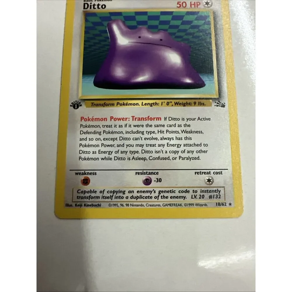 Ditto #18 Non-Holo 1st Edition Fossil 1999 Pokemon LP